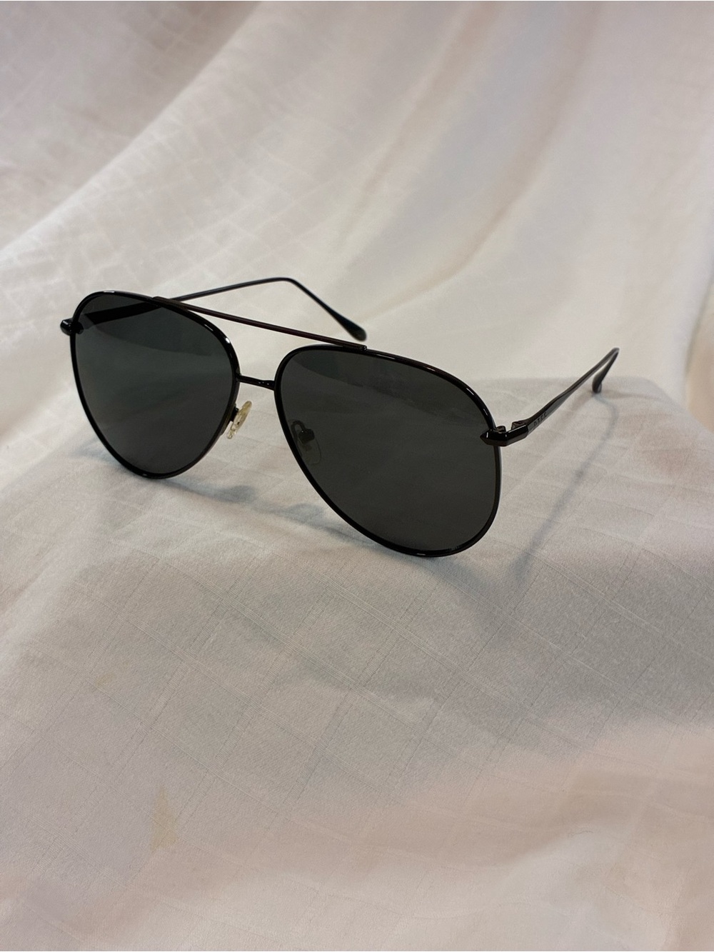 Men’s Diff Eyewear Aviator Sunglasses - Black Frames, Dark Gray Lenses
